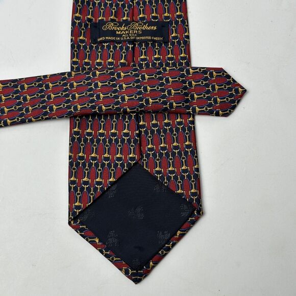 Brooks Brothers Makers Mens Tie Red With Blue Orange 3.75 X 56 - Picture 3 of 12